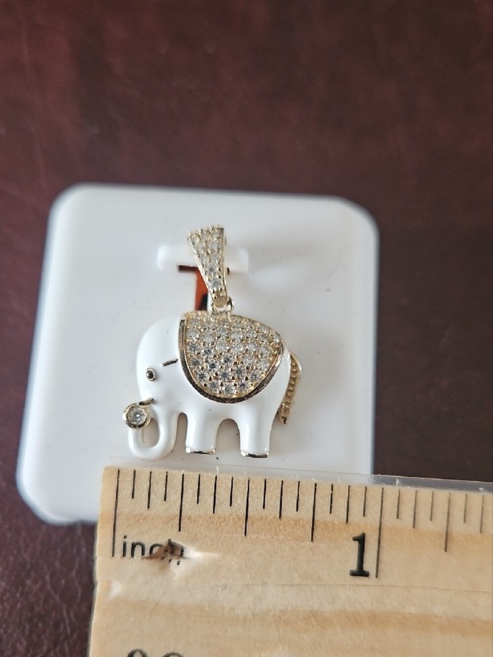Gold & White Elephant Pendant Necklace - Elegant Women's Jewelry - Picture 6 of 6